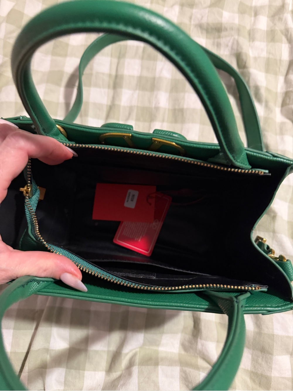 Luxury inspired Green Leather Top-Handle Bag - Picture 4 of 4